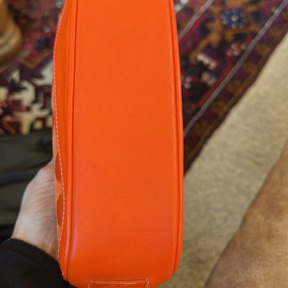 Rare Coach Y2K Demi Signature Monogram Mini Bag Vintage Orange Baguette Bright - Picture 2 of 4